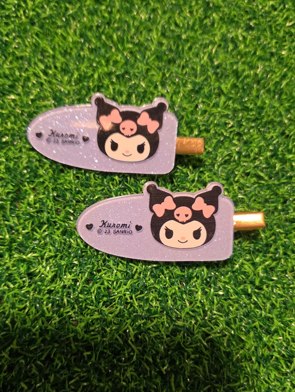 Sanrio Kuromi Glitter Hair Clips - Lavender, Black, Pink, Gold